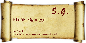 Sisák Györgyi névjegykártya